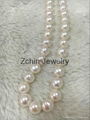 White  circular Freshwater  Pearl necklace 9-10 mm 3