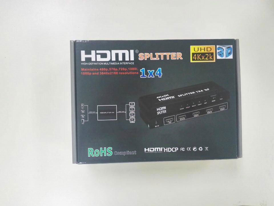 HDMI Splitter 1x4  Support 4Kx2K  3D 2