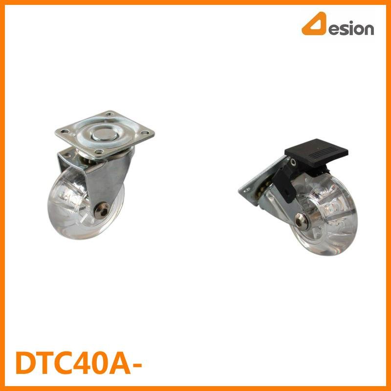 Transparent T Plate Wheel Caster Without Brake 2