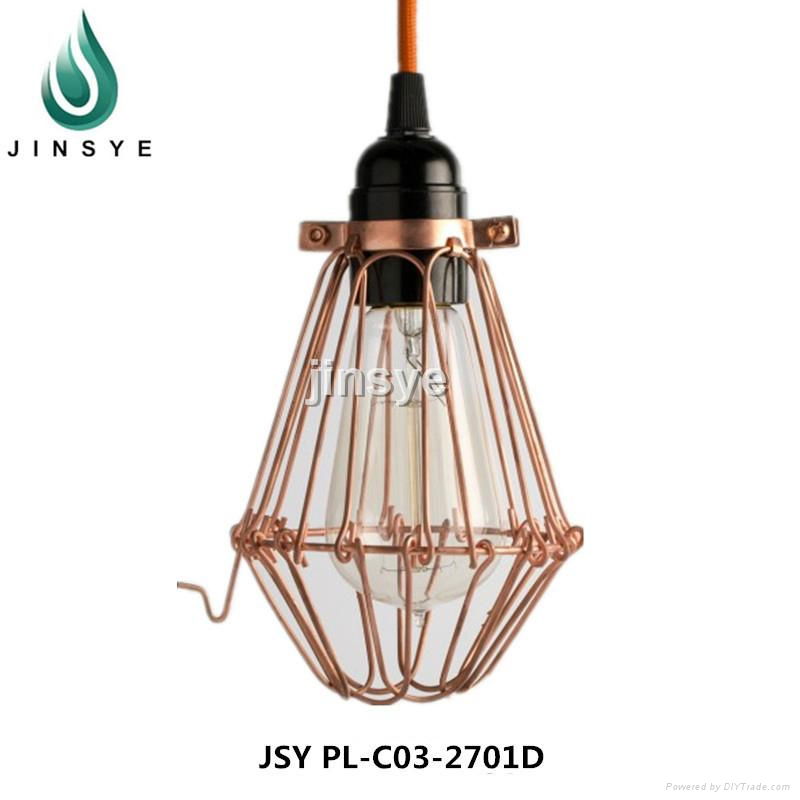 High quality cheap coloured copper cage pendant light 3
