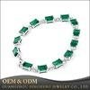 Fashion Jewelry OEM Service Green Emerald Stone 925 Sterling Silver Bracelet 1