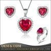 Heart Shape Love 925 Sterling Silver Ring Pendant Earring Jewelry Set 