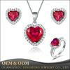 Heart Shape Love 925 Sterling Silver Ring Pendant Earring Jewelry Set