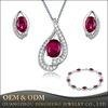 Wholesale Fashion Jewelry Lab Ruby Stone 925 Sterling Silver Jewelry set 1