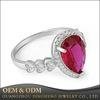 Fashion Simulated Diamond Ruby Red Pear Shape 925 Sterling Silver Women Ring 3