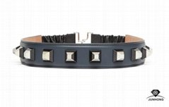 Double color rivet smooth leather waist belt