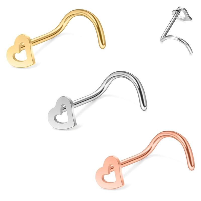 Stainless steel bent rod earring heart nose nail manufacturer wholesale 2