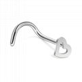 Stainless steel bent rod earring heart nose nail manufacturer wholesale 3