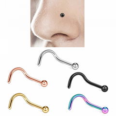 Curved rod ball earring nose nail