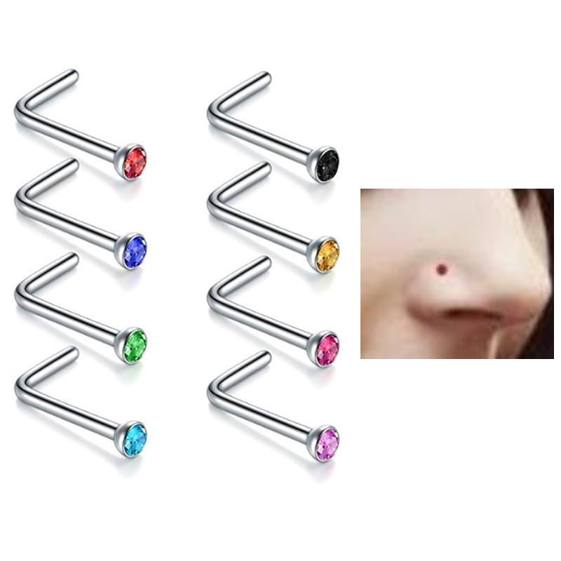 Ear Nail Piercing l type titanium steel inlaid nose nail ear nail manufacturer wholesale 1