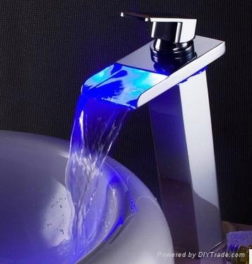 LED Waterfall Faucet Faucet For Bathroom Temperature Controlled Faucet Basin Mix
