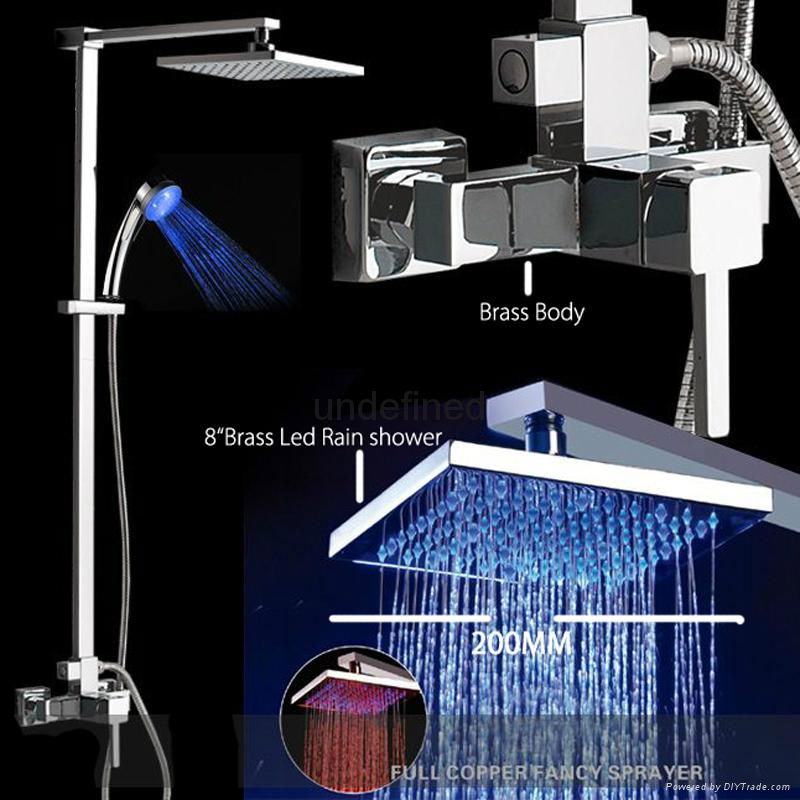 Brass LED Square bathroom shower faucet set 2