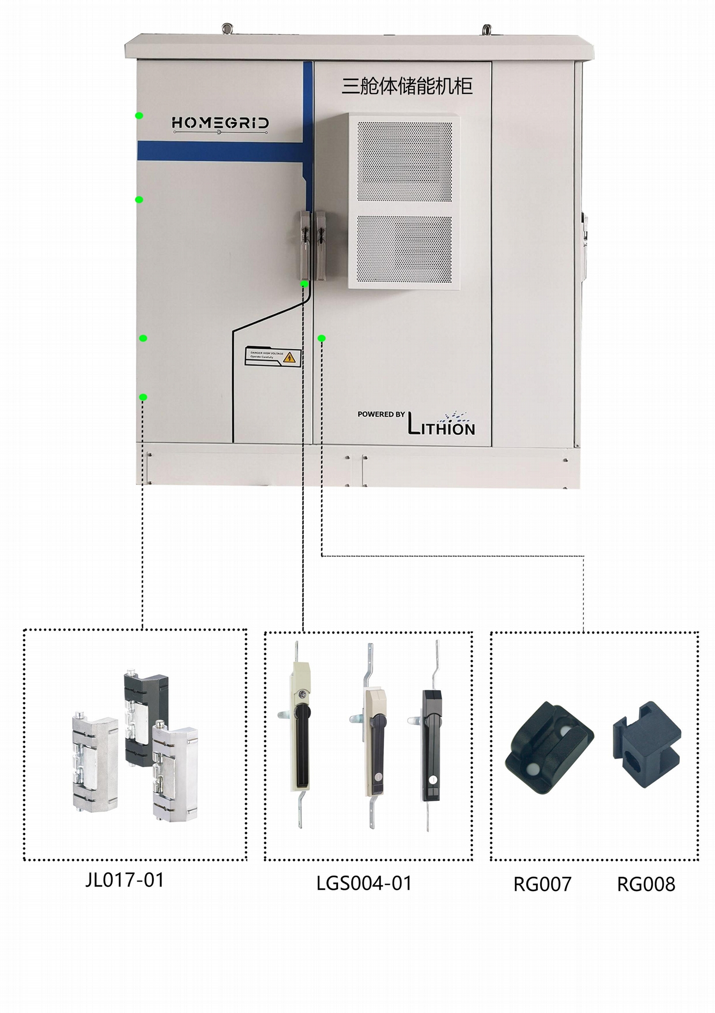 一体化工商储能机柜锁  户外恒温机柜连杆锁 储能电池柜门锁铰链 4