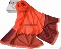 2016新款橘色絲光羊毛加彩點紗圍巾披肩女士