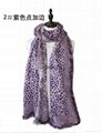 ladies warm fashion lepoard print100% woolen with rex rabbit fur scarf shawl 3