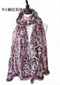 ladies warm fashion lepoard print100% woolen with rex rabbit fur scarf shawl 1