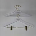 DL364 Fabric wooden hanger white color antique gold round hook 3