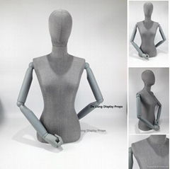 New High quality fabric mannequin woman half body with egg head fabric model