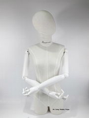 Fabirc  dispaly white linon female half body mannequin dispaly 