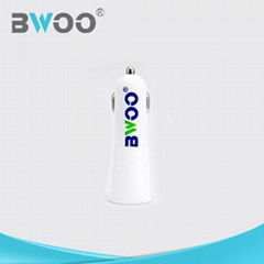 BWOO Dual USB Portable Car Charger for All Mobile Phone with cable