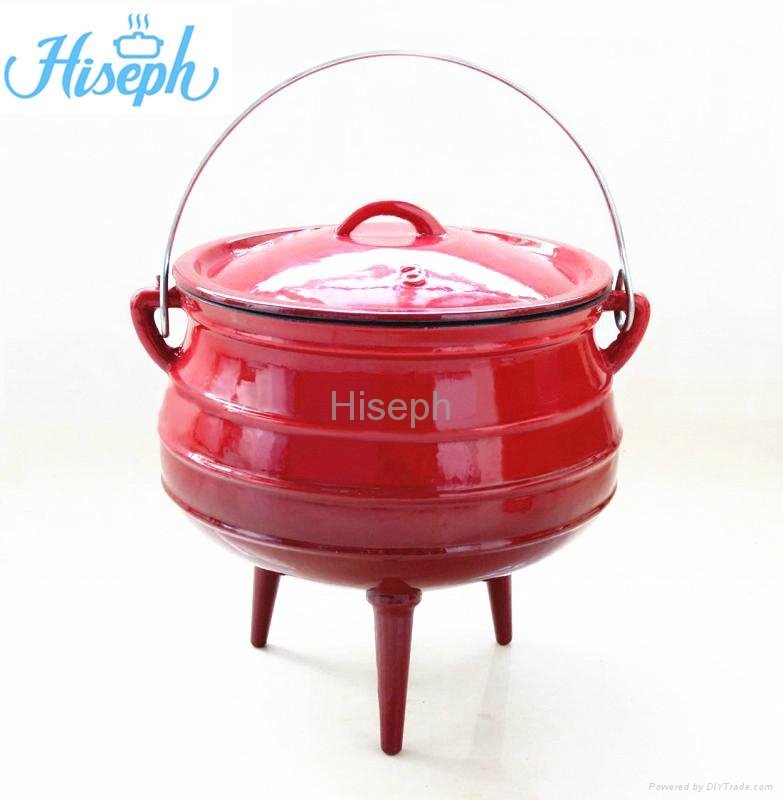 Hiseph Cast iron potjie pot with pre-season and Enamel surface HS-301 3
