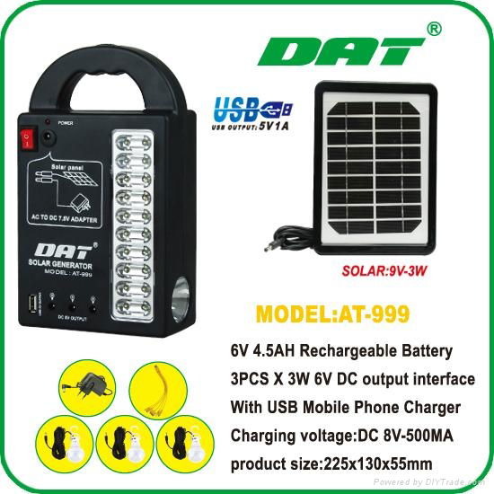 AT-999 hot selling solar lighting system for bulbs ,USB charger    2