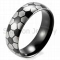  Men's 8mm IP black tungsten ring with engraved football pattern 2