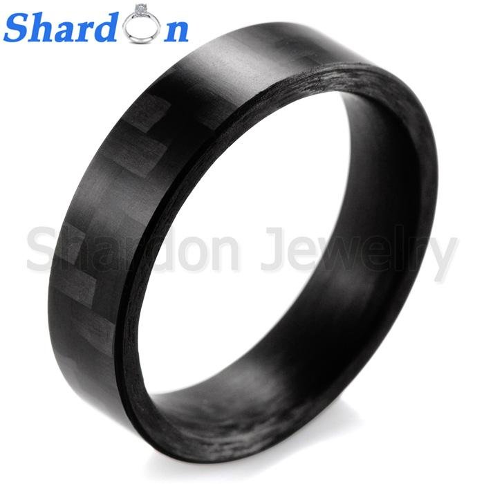 Men's 8mm Flat Pure Carbon Fiber Ring