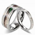 Titanium Wedding Ring with Camo and Real Deer Antler Inlay for men 2