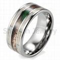 Titanium Wedding Ring with Camo and Real Deer Antler Inlay for men 3