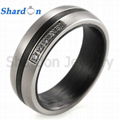 6mm Carbon Fiber &Titanium Matte Finish Ring With CZ Engagement Wedding Band 1
