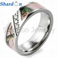 7mm Pink Branches Camo Titanium Ring