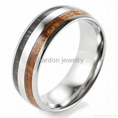 SHARDON Men's 8mm Domed Titanium Ring with Ebony and Gabon Wood Inlay