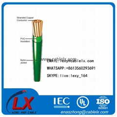 PVC insulation Nylon jacket THHN cable 