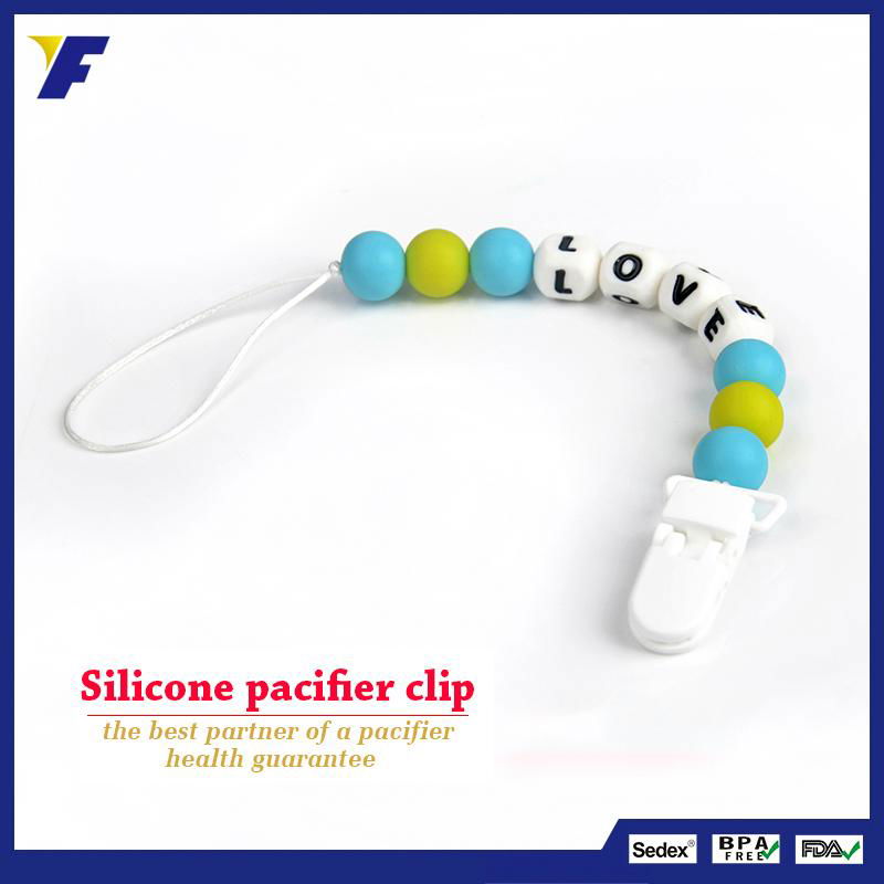 Hot Selling Silicone Materical Baby Pacifier Clips Chain for Kids 4