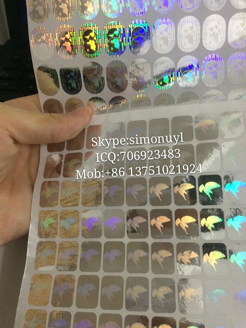 3D effect anti-fake mini visa dove hologram sticker gold or silver color