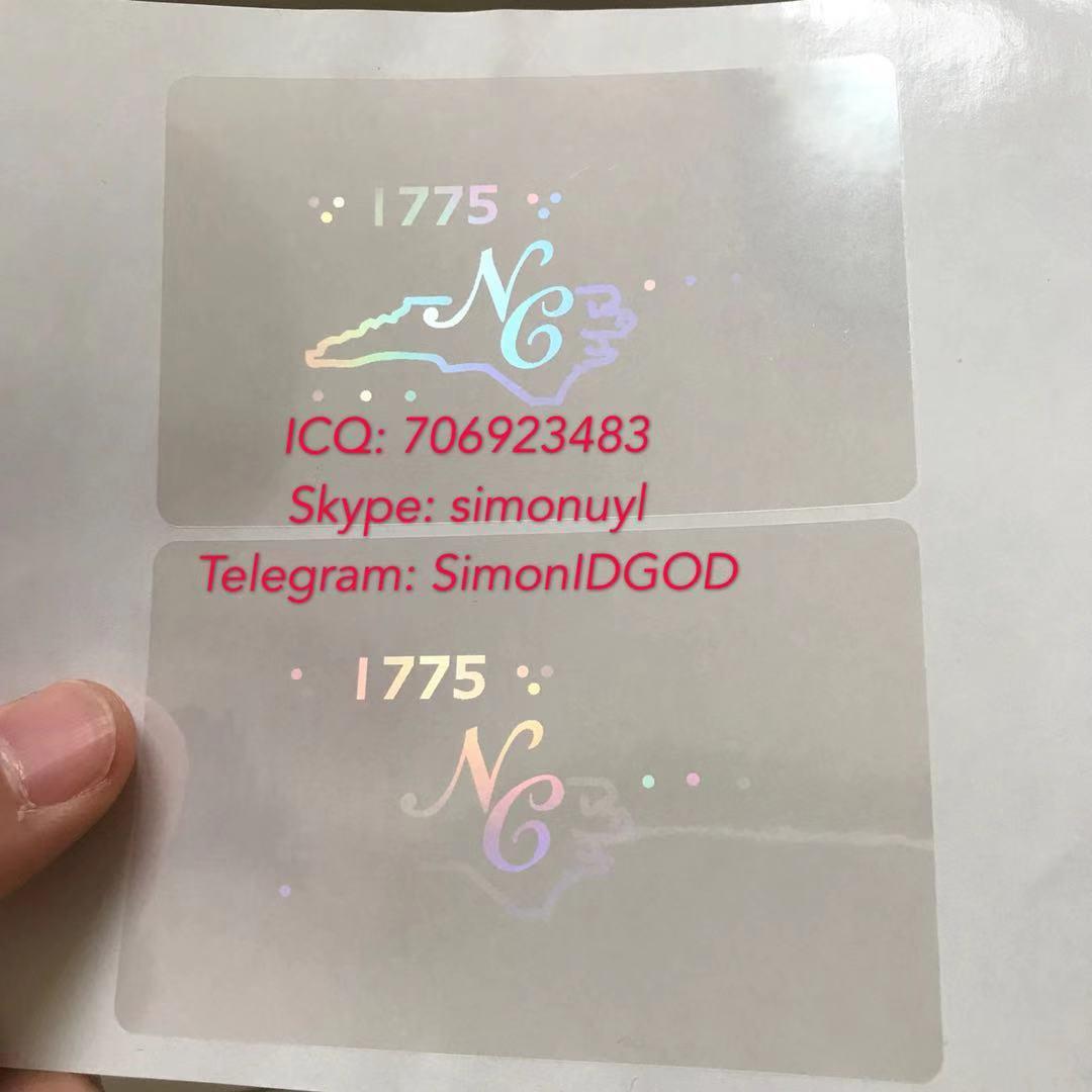 NEW NC ID DL hologram overlay sticker North Carolina ID template