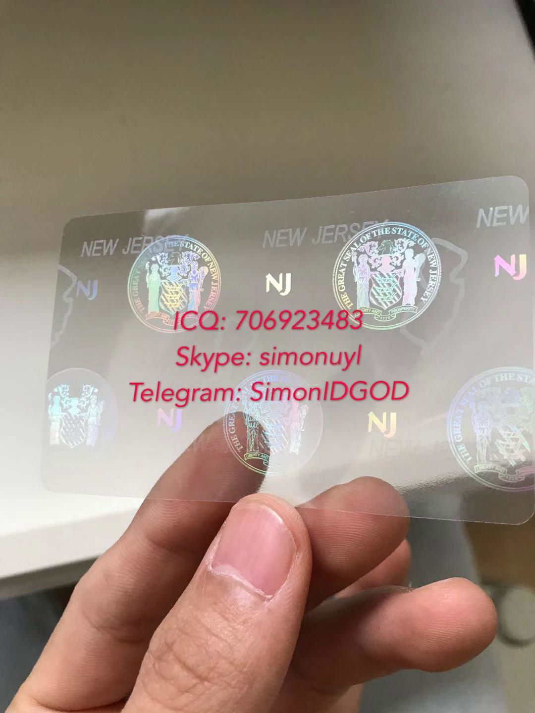 NJ New Jersey state Columbia state ID hologram overlay from  China 3