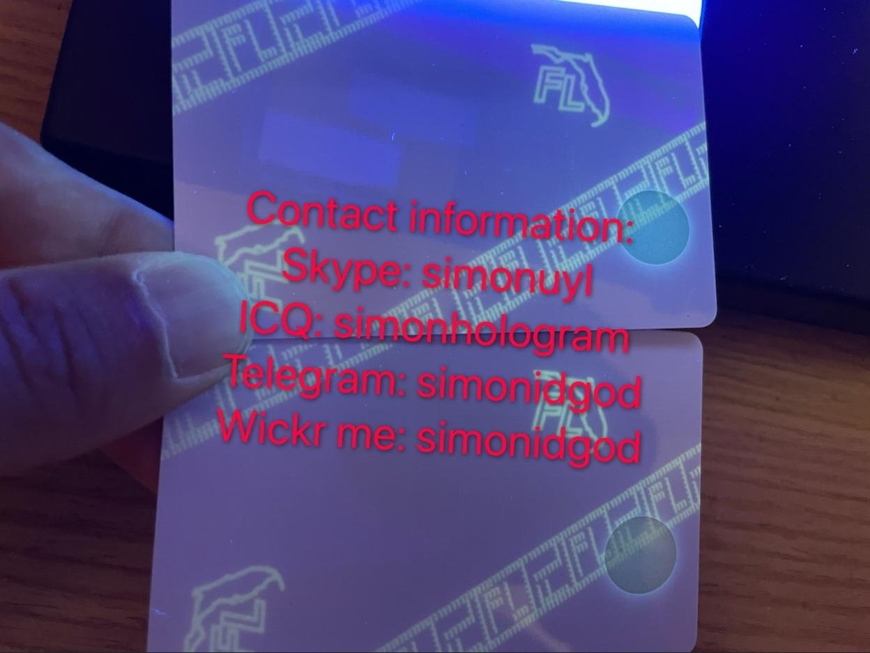 Polycarbonate card New FL Florida ID UV card Perfect window NO magnetic strip 1