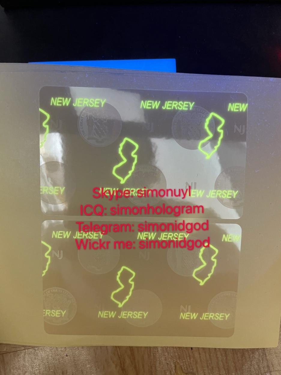 New Jersey NJ ID DL hologram overlay sticker WITH UV New Jersey ID template 2
