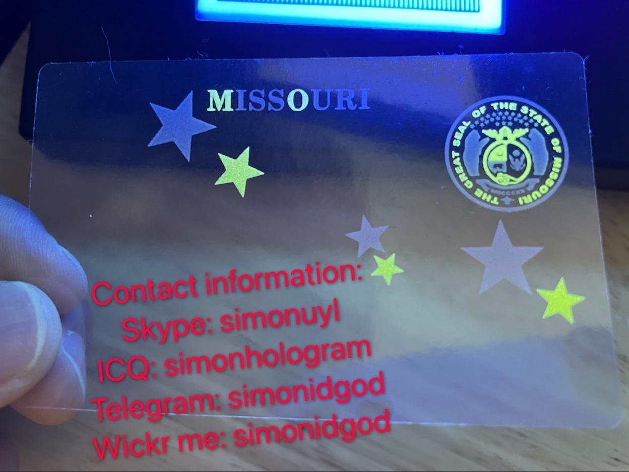 Missouri MO ID DL UV hologram overlay sticker Missouri ID template 2