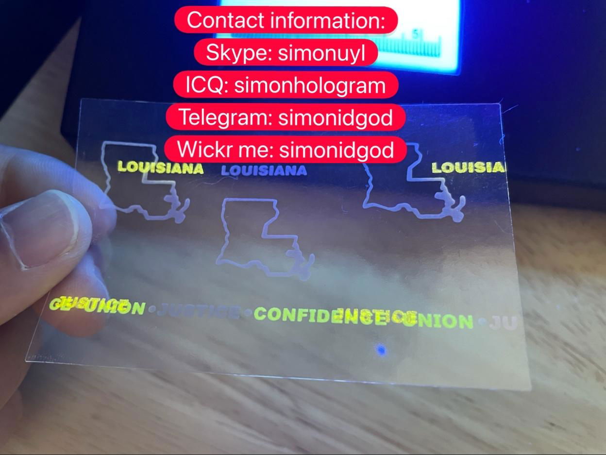 Louisiana LA ID UV hologram overlay sticker Louisiana ID template 2