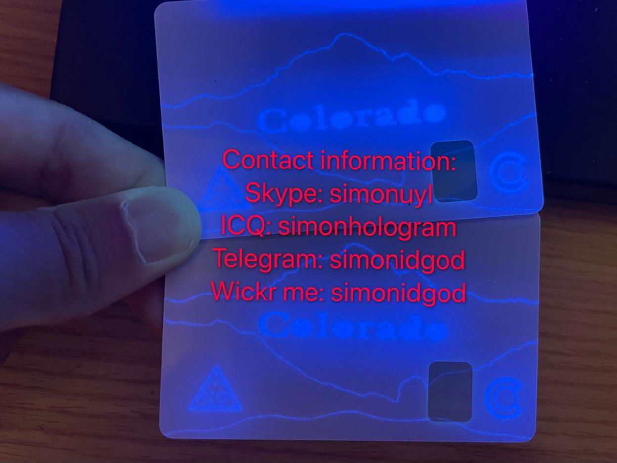Colorado CO ID DL hologram overlay CARD with UV  Colorado ID template