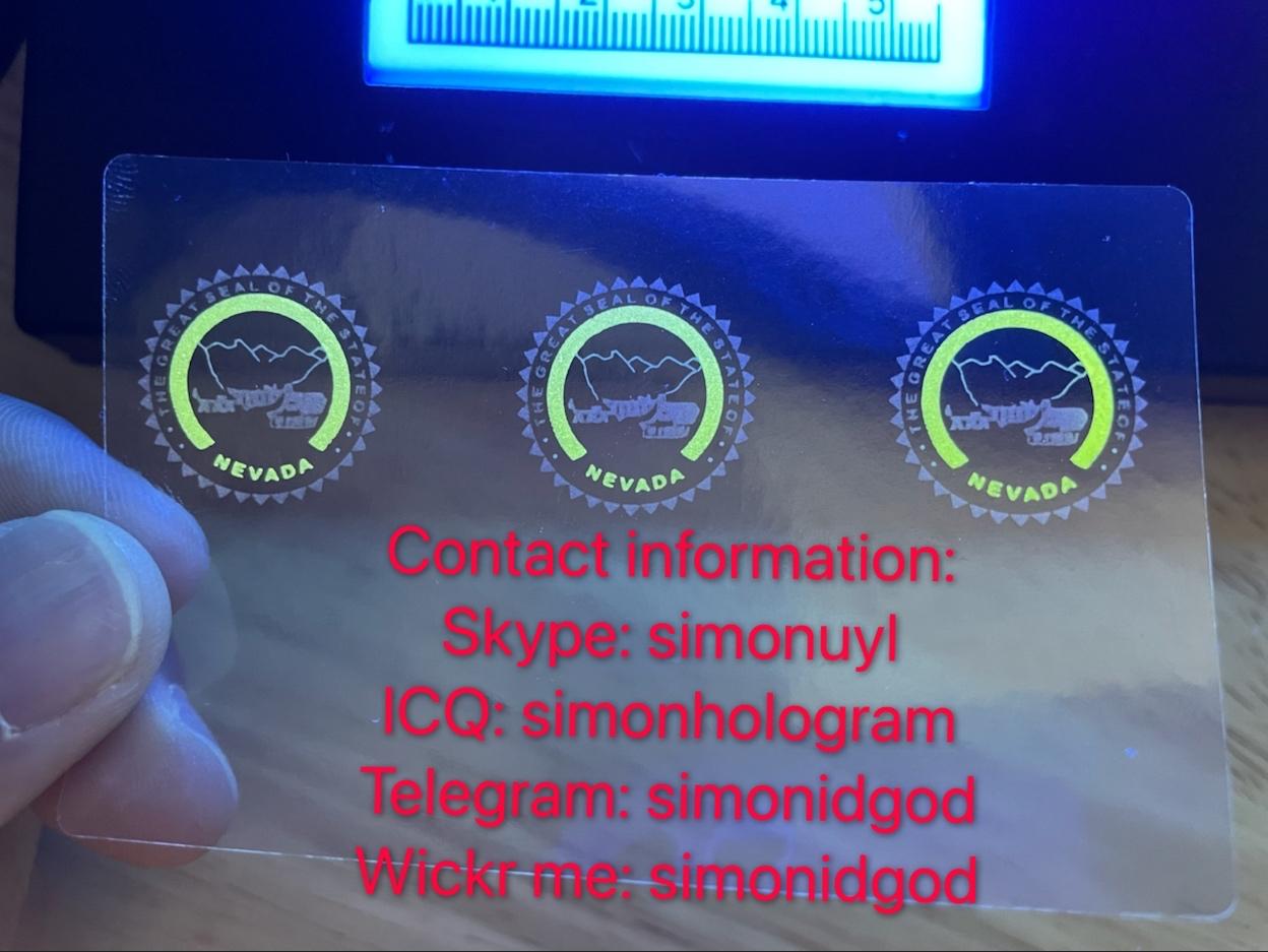 New Nevada NV hologram overlay WITH UV OVI hologram sticker overlay