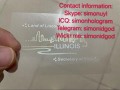 New IL Illinois hologram overlay with UV OVI Driver sticker License for IL DL