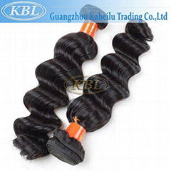 100% Natural Indian Loose Wave 3 Bundles Remy Human Hair Weft Natural Black #1B 