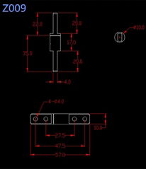 阻尼轉軸10*57mm一字型轉軸10mm