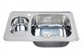 Special design two different  bowl size double kitchen sink WY-7050 1