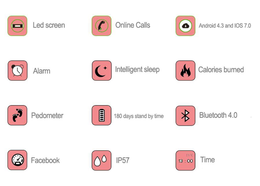 E02 Smart Bracelet Bluetooth Touch Screen Fitness Tracker Sleep Monitor Health  2