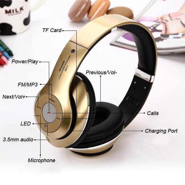 Foldable Over Ear Wireless Bluetooth Stereo Headphone with Microphone Tf Card  3